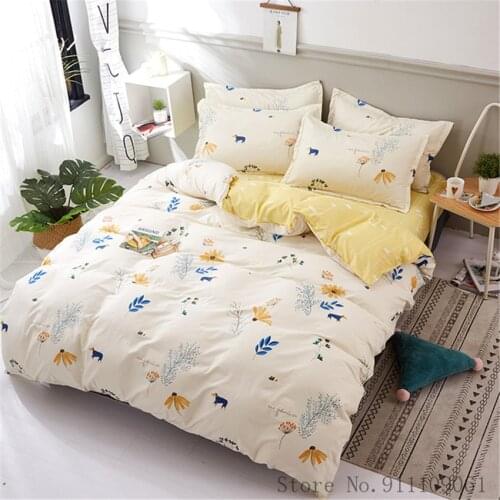 Home Textiles King Twin Queen Size Yellow Leaf Bedding Set Duvet Cover Pillowcase Flat Sheet Children Adult Linens Bedclothes
