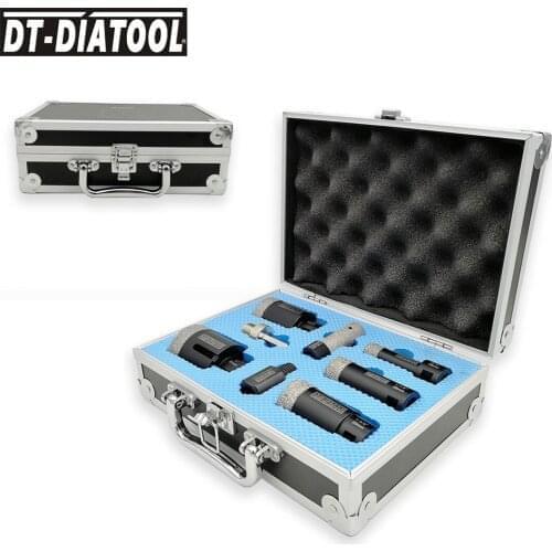 DT-DIATOOL 1 kit 5/8-11 Vacuum Brazed Diamond Drill Core Bits Mixed Size Hole Saw Drilling Bit 3/8" Hex M14 Adapter Finger Bit