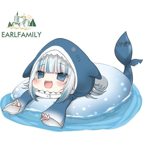 EARLFAMILY 13cm x 9.2cm for Gawr Gura Car Truck Decal Bumper Window JDM Accessories Fashion Windshield Trunk Car Stickers