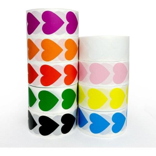 500 Pcs/Roll Love Heart Labels Stickers Color Code Dot Labels Stickers 1 Inch Red Green Pink Yellow Custom Stickers Stationery