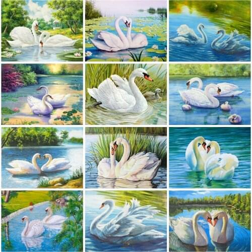 EverShine Diamond Mosaic Full Square Drill Swan Cross Stitch Diamond Painting Animal Bead Embroidery Sale Picture Rhinestones