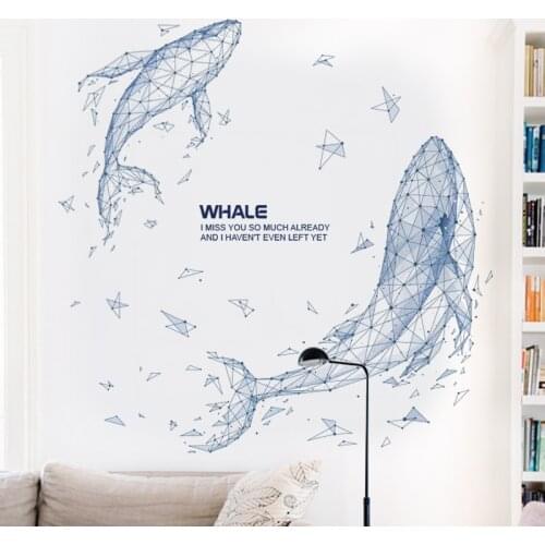 Hot Sale Cartoon Whale Wall Stickers Constellation Whales Wallpaper For Bedroom Creative Self Adhesive TV Background Wall Mural