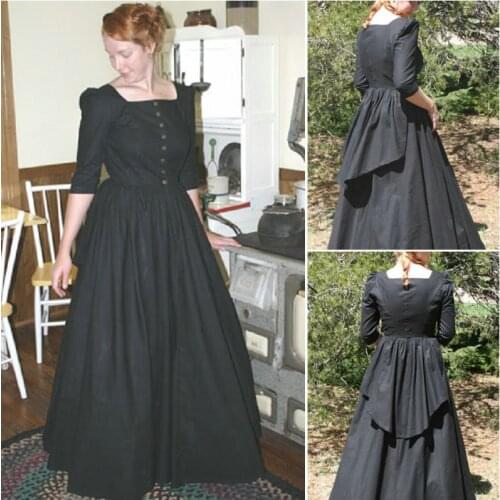 Historical!Customer-made Black Victorian dress 1860s Civil war Dress Scarlett Theater Costume Halloween Renaissance Dress V-485