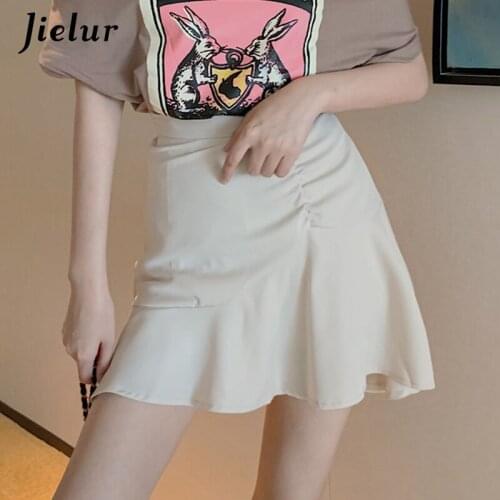 Jielur Charming Womans Skirts Chicly Solid Color Skinny Package Hip Sexy Lovely Skirt Lady Kpop Ulzzang Ropa Mujer Verano 2021