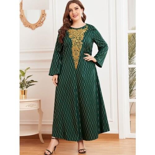 Kaftan Abaya Dubai Turkey Muslim Maxi Long Dress Plus Size M-4XL Europe Islam Retro Clothing African Dresses For Women Vestidos