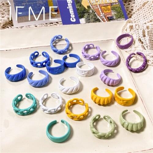 IF ME Hyperbole Geometric Irregular Colorful Metal Open Rings for Women Girl Trendy Colorfast Paint Finger Ring Jewelry Gift New
