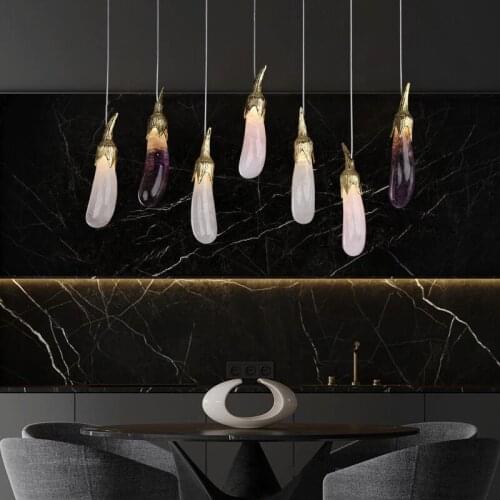 Dining room chandelier copper luxury villa duplex designer model room dining table bar living room creative crystal lamp