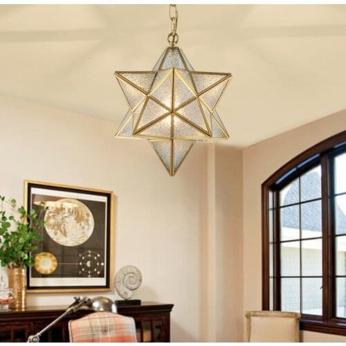 All Copper Chandelier American Country Living Room Dining Room Chandelier Personality Glass Copper Chandelier Retro Hanging Lamp