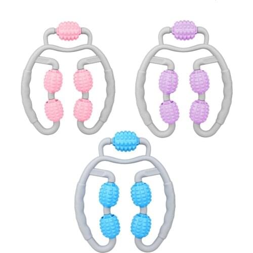 360° Massager Leg Muscle Relaxation Roller Ring Clamp Leg Massage Stick Yoga Body Shaping 4 Wheels Fitness Device for Sports
