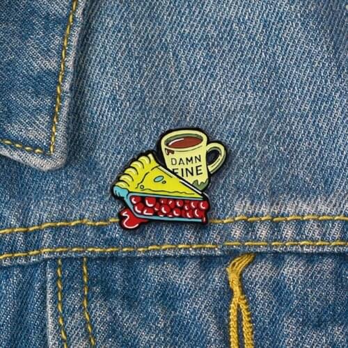 Cartoon Enamel Cake Coffee Cup Badge Collar Lapel Brooch Pin Clothes Jewelry