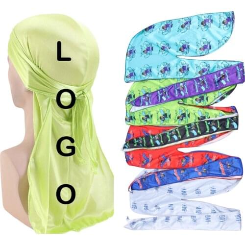 Customize Logo Mens Thick Silky Durags Bandanas Turban Hat Wigs Doo Men Satin Durag Headwear Headband Hair Accessories