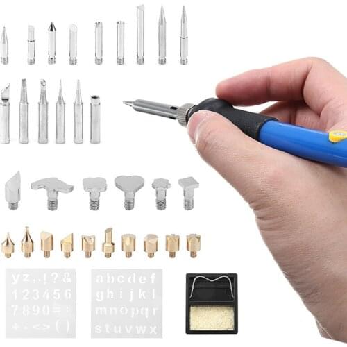 37pcs Engraving Pen Set Electric Soldering Iron Wood Burning Kit Flipping Word Embossing Pyrography Tool Craft