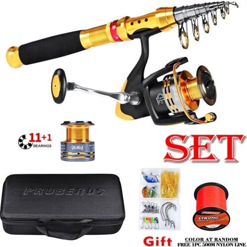 1.8-2.7m High Density Fishing Gear Set Carbon Fiber Sea Fishing Rod and Reel Full Kit Spinning Lures Hooks Fishing Storage Bag