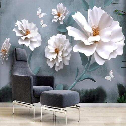 Custom Any Size Mural Wallpaper Modern White Flower Petals Wall Painting Living Room TV Sofa Bedroom Home Decor Papel De Parede