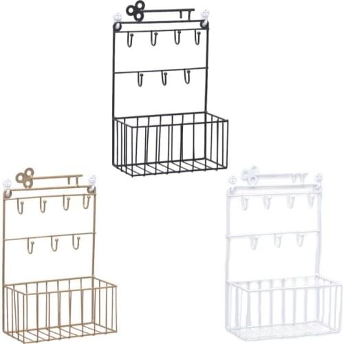 2021 New Wall Mounted Mail and Key Holder 7 Hook Rack Organizer Pocket and Letter Sorter for Entryway Kitchen Home Office Decor