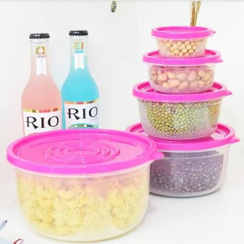 Food Containers with Lids 5pcs/set Kitchen Storage Boxes Microwavable Plastic Container The Refrigerator Bowl Organizer