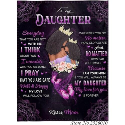 Throw blanket Letter TO My Daughter 3D Velvet Plush Blanket Bedspread For Kids Girls Sherpa Blanket Couch Quilt Cover Travel 12