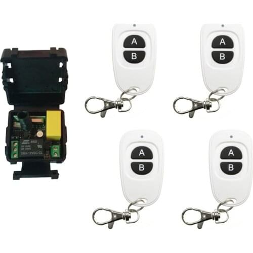 AC 220V 1CH 1 CH 10A Wireless Remote Control Switch Relay Output Radio Receiver Module +White A B keys Waterproof Transmitter