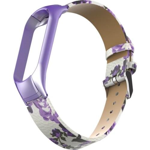 Leather Various Styles Flower Watch Straps For Xiaomi Mi Band 5/6 Smart Bracelet For Mi Band 5 Wristband Replacement