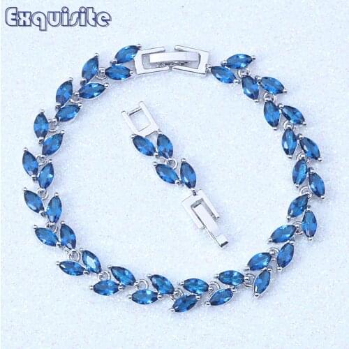 Romantic Blue Cubic Ziconia bracciali donna Charm Bracelet for Women Crystal Trendy Jewelry Valentines Day Gift S164