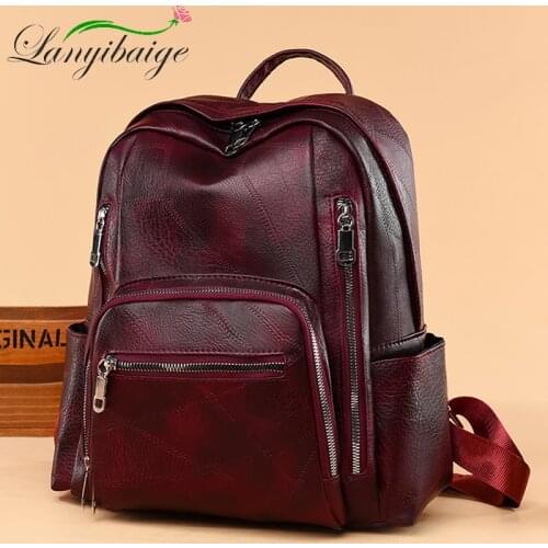 2021 New Solid Color Backpacks High Quality Casual Backpack Fashion Large Capacity Travel Backpack Female Student School Bag