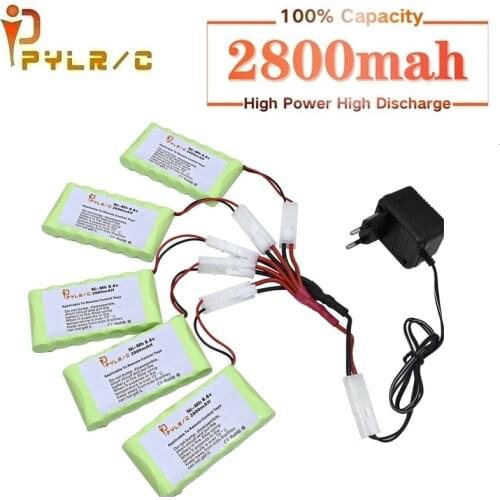 With Tamiya 2P Plug 8.4v 2800mah Ni-MH Battery And Charger For Rc toys Car Tank Robot Gun Boat AA 8.4v Rechargeable Battery Pack