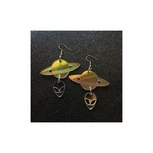 Alien UFO Earrings // Space Earrings // Funky Statement Earrings //Iridescent Space themed Earrings