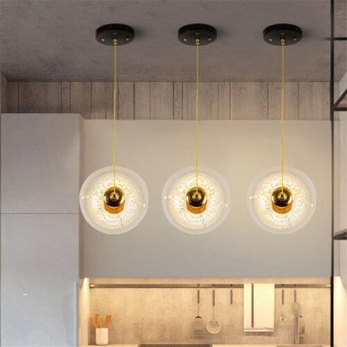 Nordic glass ball pendant lights restaurant bedroom hanging lamp bar creative personality home deco lighting fixture led luster