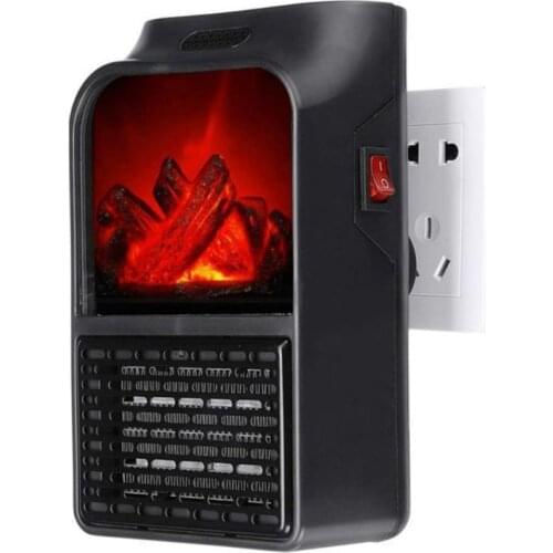 Handy Plug In Space Heater Wall-Outlet Electric Mini Room Heater Fireplace Flame Effect (US Plug in-110V,Remote Contro)
