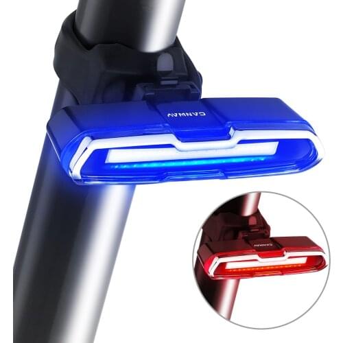 Bike Tail Light Ultra Bright Bike Light USB Rechargeable LED Bicycle Rear Light 5 Light Mode Headlights with Red + Blue