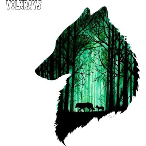 Volkrays Creative Car Sticker Two Wolves In The Forest Accessories Waterproof PVC Decal for Motorcycle Honda Fit Prius,15cm*11cm