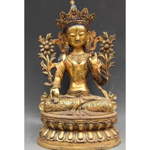 Xd 003426 19 Chinese Temple copper bronze White Tara Bodhisattva Kwan-Yin Guan yin buddha