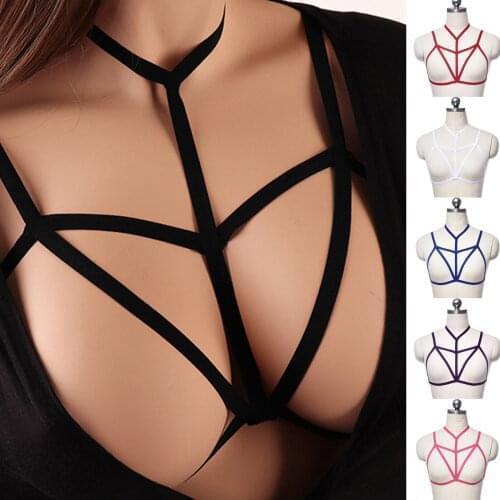 Women Erotic Lingerie Body Bra Suspenders Pentagram Sword Belt Harness Chest Bondage Cage Bra Gothic Garter Belt Top Bralette