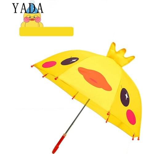 YADA Design Cartoon 3D Yellow Duck Umbrella Rainproof Sun Rainy Protection Parasol Animals Print Cute Long Handle Umbrella YD046