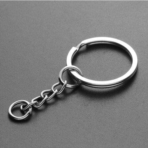 10pcs/lot 25mm Key Chains Polished Silver Keyring Keychain Short Chain Split Ring Key Rings DIY Jewelry Accessories
