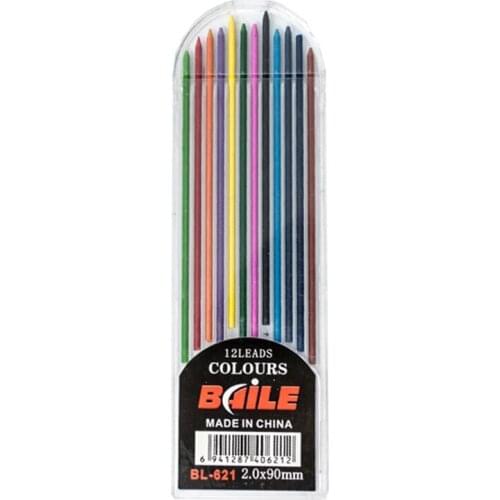 12Pcs/box 2B 2mm 12 Color Length 90mm Mechanical Pencil Lead Art Sketch Drawing Color Lead School Office Supplies