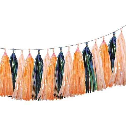 30 Pcs Rainbow Tassel Garland Banners Flags DIY Halloween Baptism Wedding Decoration Birthday Iridescent Party Supplies Decor