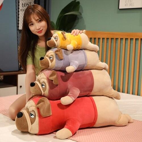 35/50/70/90cm Animals Pets Plush Toys Shar Pei Dog with Cloth Stuffed Plush Dog Pillow Cozy Cushion Soft Dolls for Kids Gift