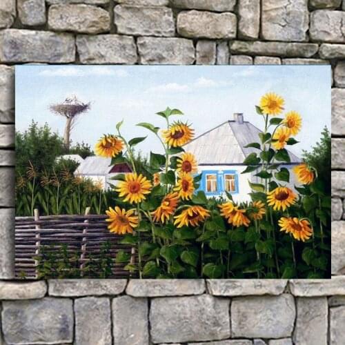 5D DIY diamond painting embroidery sunflower flower square rhinestone cross stitch blue sky scenery living room decoration gift
