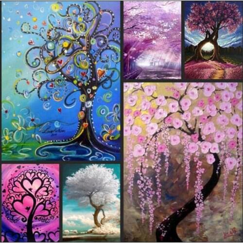 Touoilp 5d diy Diamond Embroidery Landscape Cross Stitch DIY tree 5d Diamond Painting Tree Rhinestones Beadwork Mosaic Kit Gift