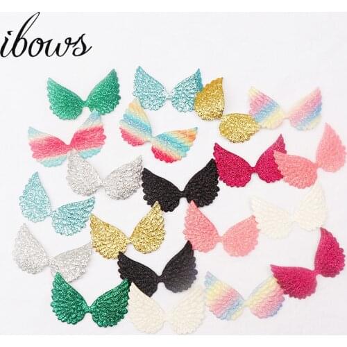 20pcs/lot Mixed Padded Shiny/Glittered Angel wing Shape Appliques Single Sided For Kid DIY Patch And Baby Headwere Accessories
