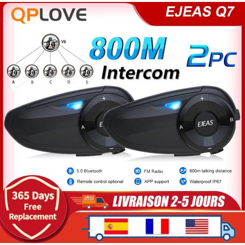 EJEAS Quick7 Bluetooth 5.0 intercom 2 seconds to quickly pair 7 Riders Wireless Waterproof Interphone Headsets FM Gift Scarf