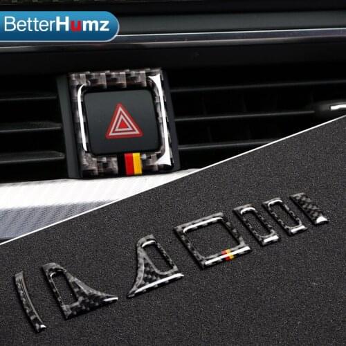Betterhumz Car Interior 7pcs/set Air Conditioner Vent Outlet Cover Carbon Fiber Stickers Car For Audi A4 A5 2017- Car Styling