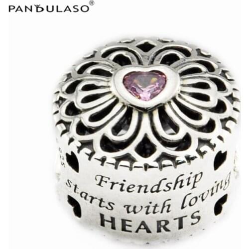 Love & Friendship Charm 925 Silver Original Beads For Jewelry Making For European Woman Bracelets DIY Sterling Silver Beads