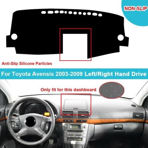 Flannel Suede Polyester Car Dashboard Cover Dash Mat For Toyota Avensis 2003 - 2009 With Storage Box Carpet Cape Protector