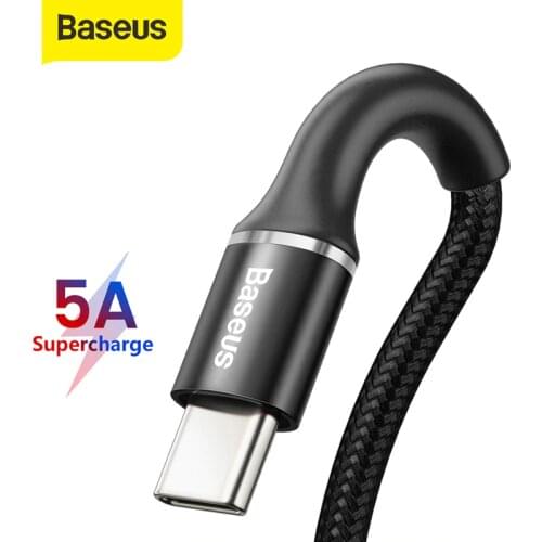 Baseus 40W USB Type C Cable For Huawei Mate 20 10 P30 P20 Pro Lite USBC 5A Fast Charge USB-C 3.0 Charger Cord Mobile Phone Cable