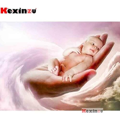 Kexinzu 5D DIY Full Square/Round Drill Diamond Painting Kit "baby" Embroidery Mosaic Cross Stitch Stickers Decor Gift Xf54