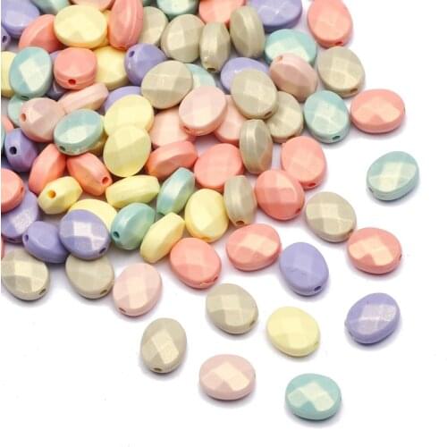 Colourful Oval shape Acrylic Beads Loose Spacer Beads Faceted For Jewelry Making Accessories DIY Handmade Bracelets Necklace