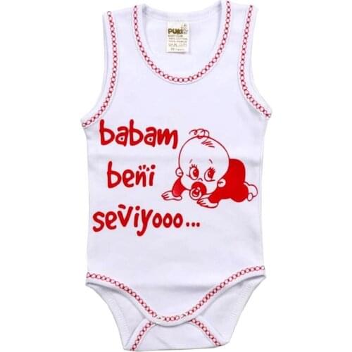 Newborn Summer My Father by Love Me Summer Baby Suspender Sleeveless Bodysuit Cotton Infant Clothing Kids Outfits Minibabies short