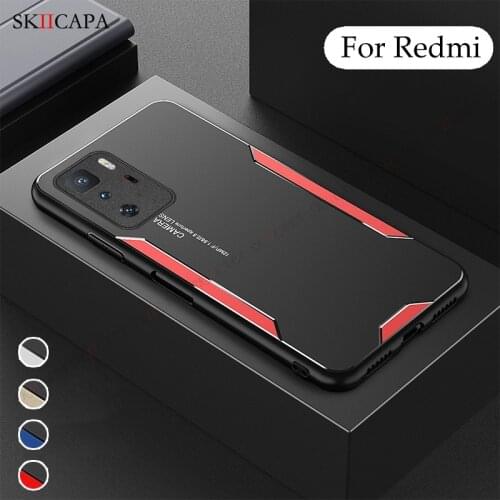Aluminum Matte Metal Backpanel Phone Case For Redmi Note 10 9 Pro 5G 4G 10X K40 K30 Pro 8T Slim Silicone Bumper Shockproof Cover